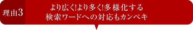 理由3 より広く！より多く！多様化する検索ワードへの対応もカンペキ